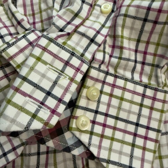 Neiman Marcus Multicolor Plaid Long Sleeve Button-Up Shirt - Size Large - Picture 5 of 11